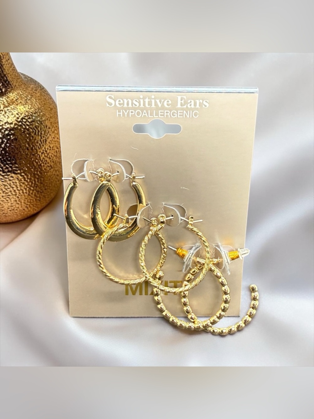 💛MIXIT💛Gold-Tone Hoop Earring Set - Three Textured Styles/NWT
